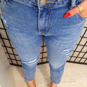 Spodnie jeans MOM FIT z dżetami